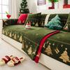 Festive Christmas Element Printed Sofa Cover Soft Cozy Corner Couch Covers for Four Seasons Holiday Anti-Skid Armchair Protector