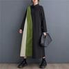 Long Long Flattering with Perfect for and Winter One Size Fits [Mouhoukyo] Women's Dress, Midi-Length, Patchwork, Sleeves, Tunic, Collared, Pockets,