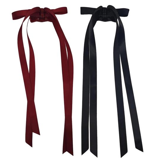 2Pcs Hair Claw Bow Shape Decorative Long Ribbon Hair Clip Powerful Holding Technology Seamless Magnetic Suction Design Hair Pin