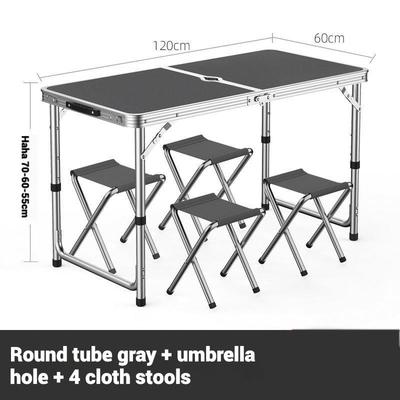 Outdoor Foldable Outdoor Camping Table Three-speed Adjustable Flame-resistant Aluminum Alloy Frame Camping Table and Chairs
