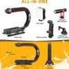 Zeadio Camera Stabilizer Kit, All-in-One Handheld Stabilizer with LED Video Light, Microphone, Smartphone Holder, and Action Camera Adapter - Compatib