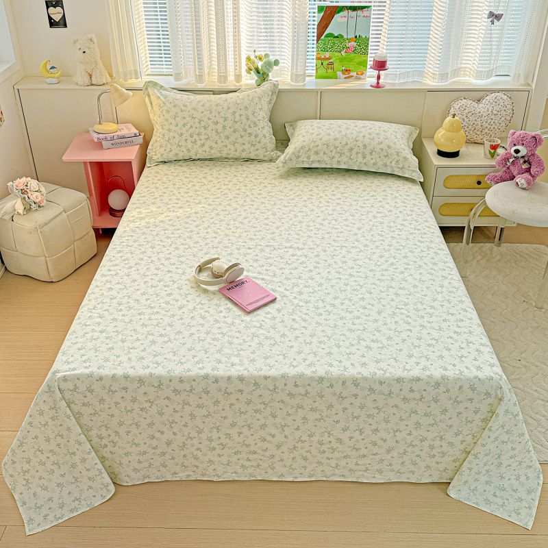 Cotton Printed Single Product Sheets, Household Small Fresh Cartoon Dormitory Sheets, Soft and Skin-friendly, No Pillowcases
