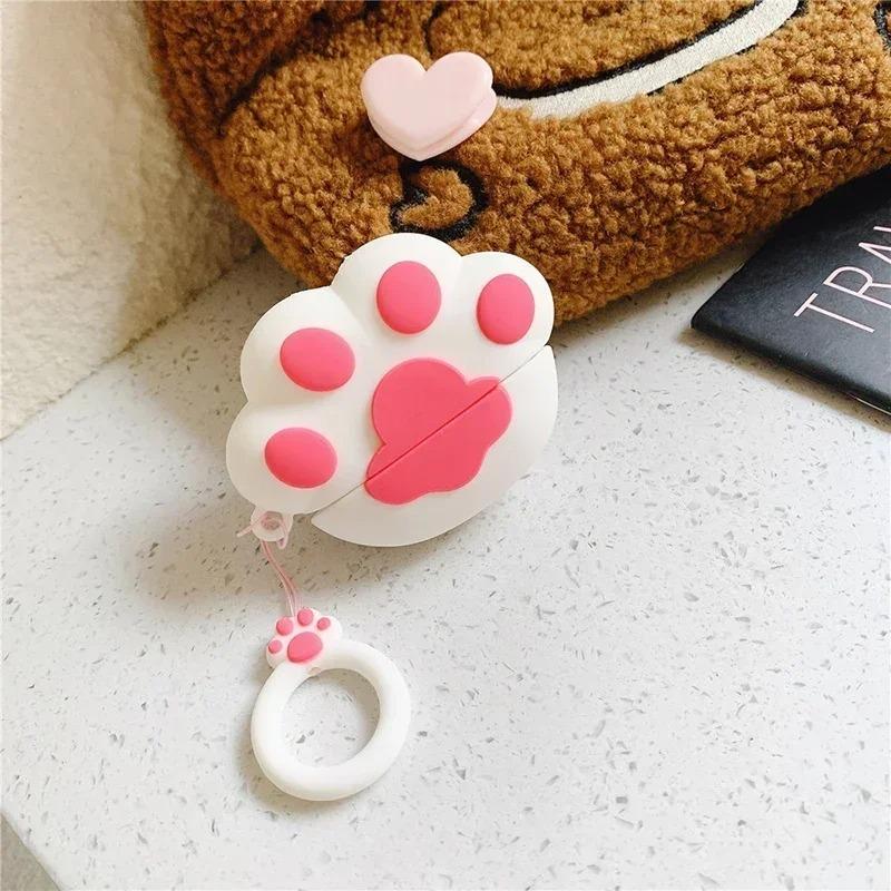 3D Cute Cartoon Cat Paw Earphone Case for Apple AirPods 1 2 Pro 3 2 Bluetooth Silicone Earphone Case for AirPods 4 3 Cover Cases Shell