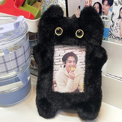 3 Inch Cute Cartoon Bear Rabbit Plush Photocard Holder Korea Idol Photo Holder Girl Cute Keychain Id Credit Protector Stationery