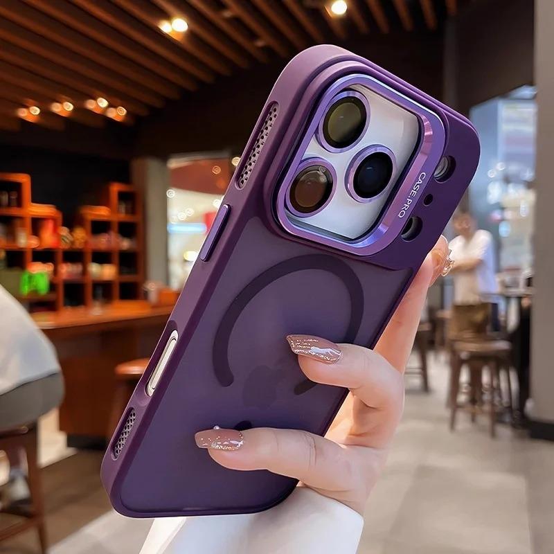 Magnetic Lens Protection Bracket Phone Case For For Iphone 17 16 1 14 13 Pro Max 17Pro For  Wireless Charging Cover
