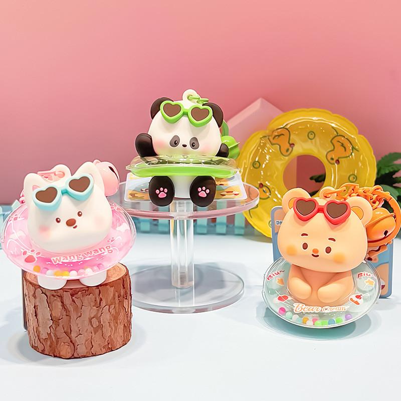 Swim Charming Resin Ring Keychain For Pool Parties With Fun Dog Bear Styles Panda