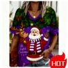 Christmas Women's T-shirt 3D pattern printing V-neck T-shirt quick-dry New Year's T-shirt New women's tops y2k clothes for woman