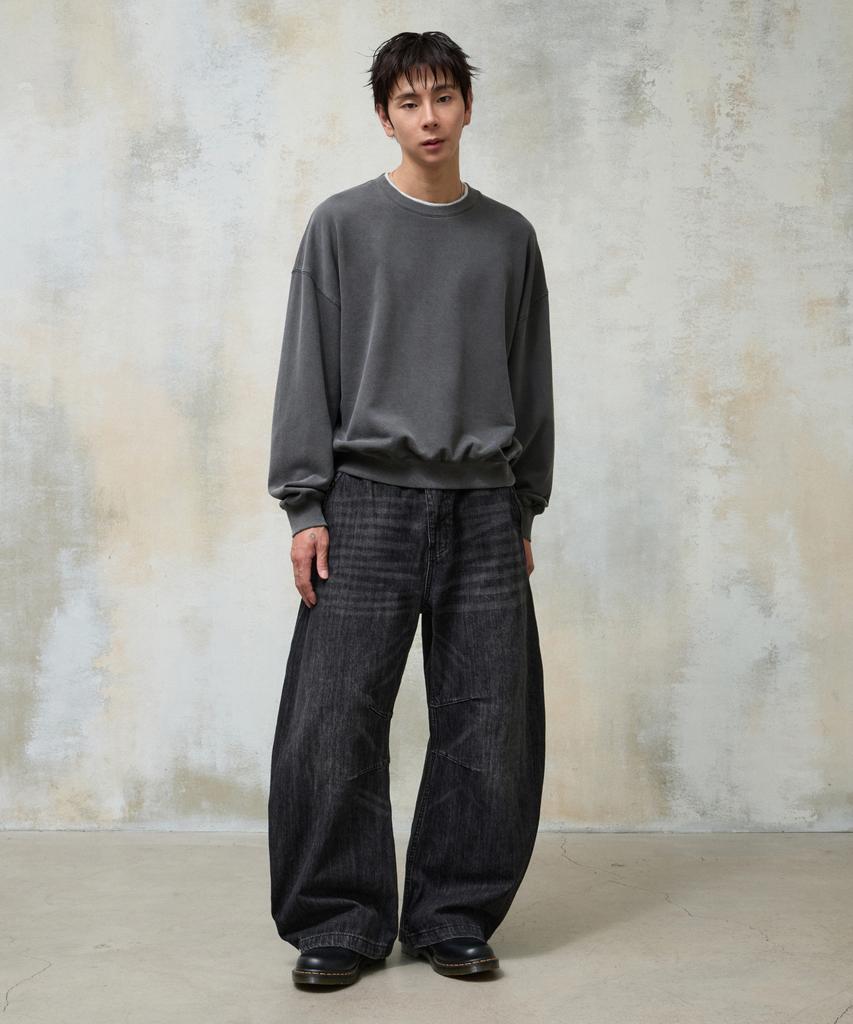 AGOD Layered Crew Neck Sweatshirt [Pigment Charcoal]