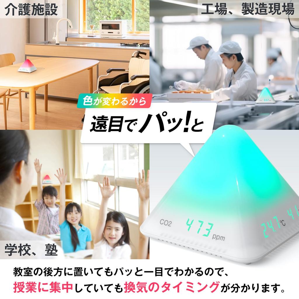 Plus CO2 Kohlendioxid-Konzentrationsmessgerät mit Belüftungsanzeigen und Belüftungsmonitor, Farblich kodierter Alarm, AT-C01 (Produktcode 428-719)