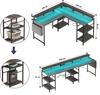 Tbfit L-Shaped Reversible Computer Desk with Power Outlet, LED Strip, and Monitor Stand – Gaming Desk