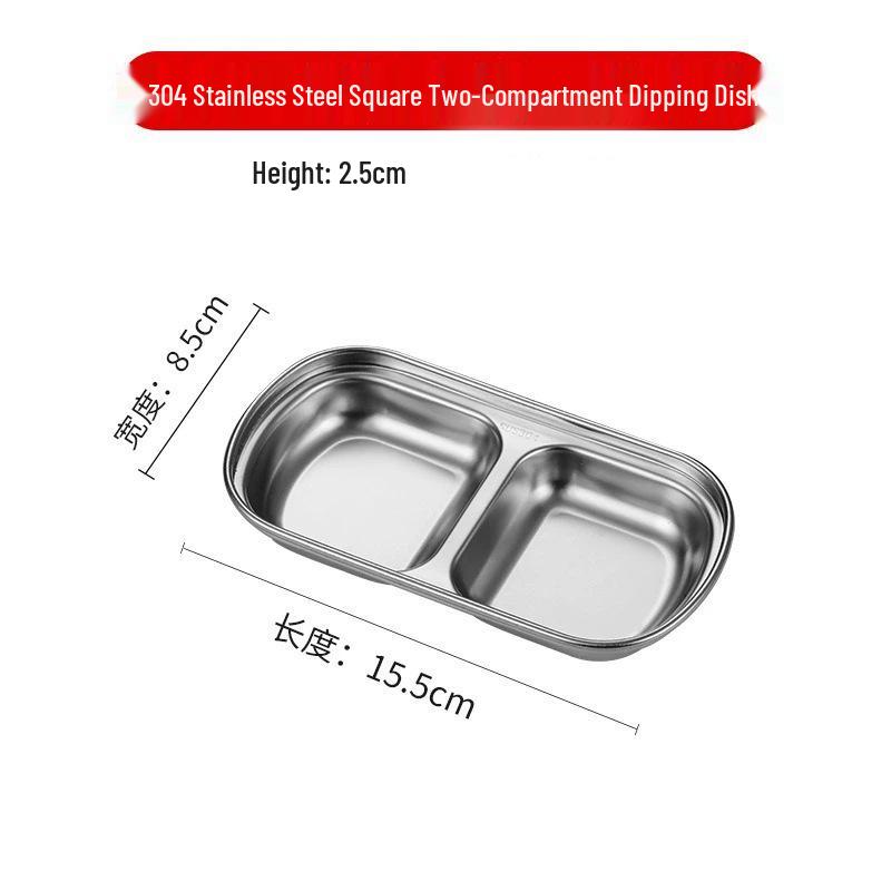 Golden Korean-Style Dual & Triple Compartment Stainless Steel Dipping Sauce Dish