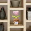 Knitted Wool Heart Potted Plant Handmade Simulation Flower Study Desktop Decorations Living Room Decorations
