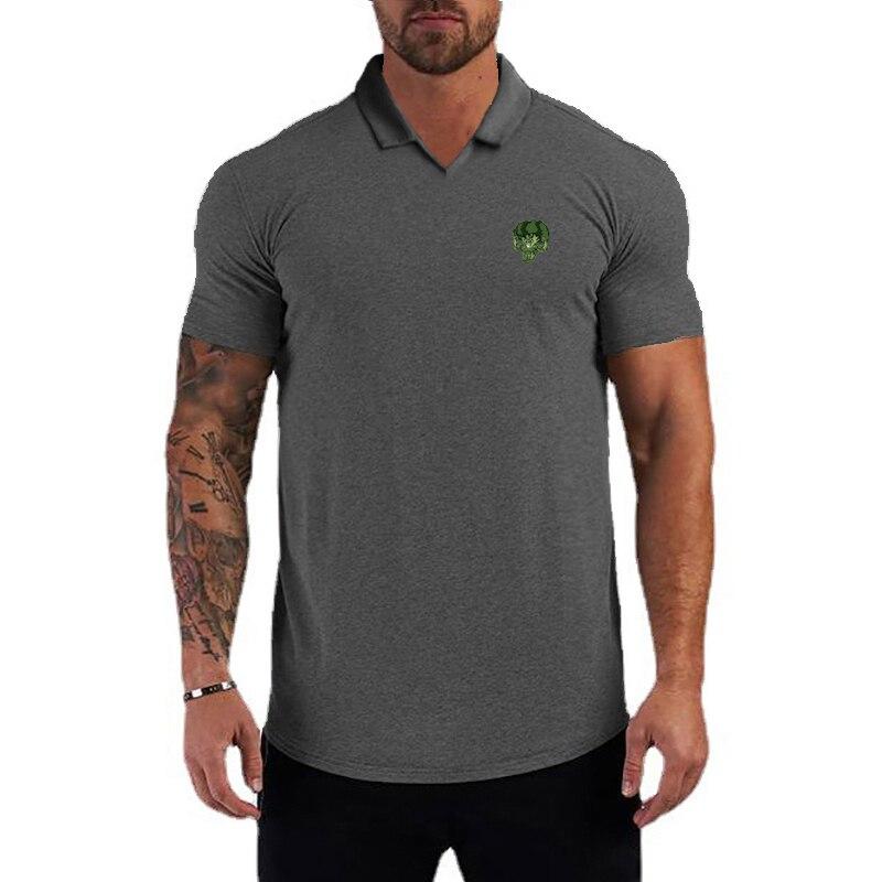 Do The Work  Muscleguys Fashion Slim Fit Breathable Mens Lapel Summer Thin Casual Printed Cotton Streetwear Korean Polo Shirt