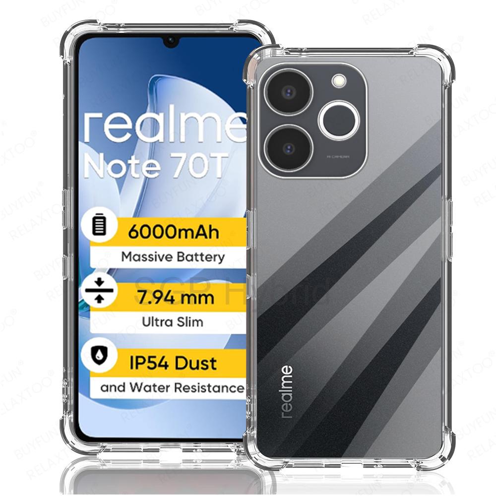 

Прозрачная силиконовая противоударная чехол-бампер для Realme Note 70T Чехол Защитная крышка для объектива RealmeNote70T Note70T 70 T 4G Funda Capas Note 70T прозрачный