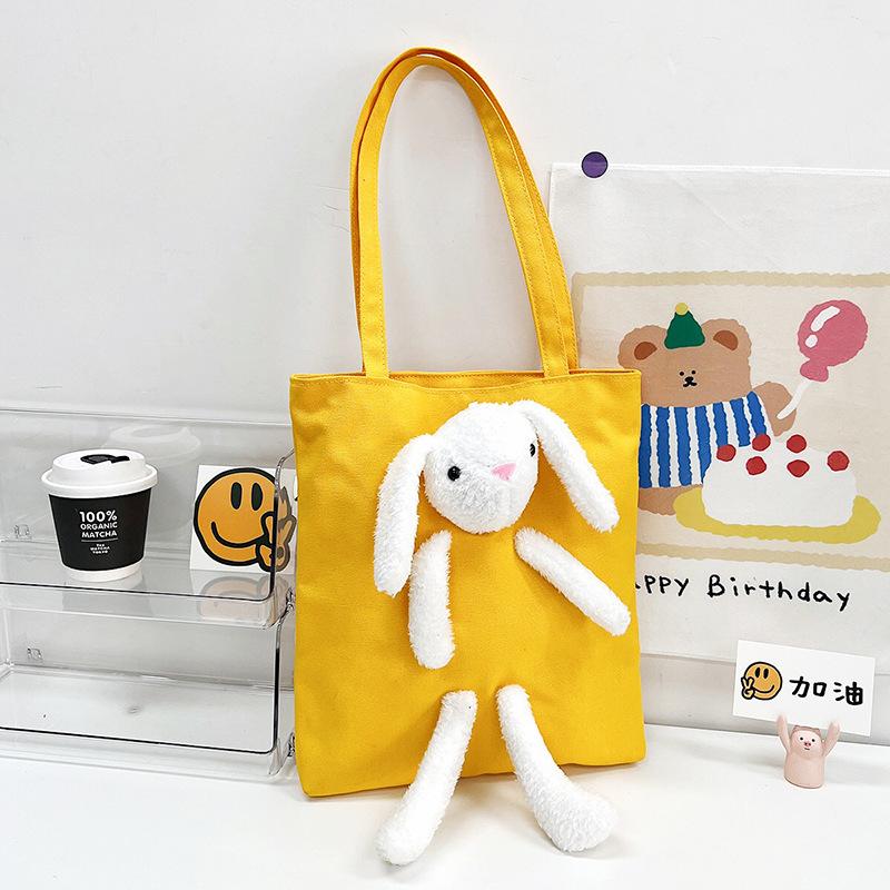 Canvas bag new women's bag fashionable sweet cartoon shoulder bag handbag