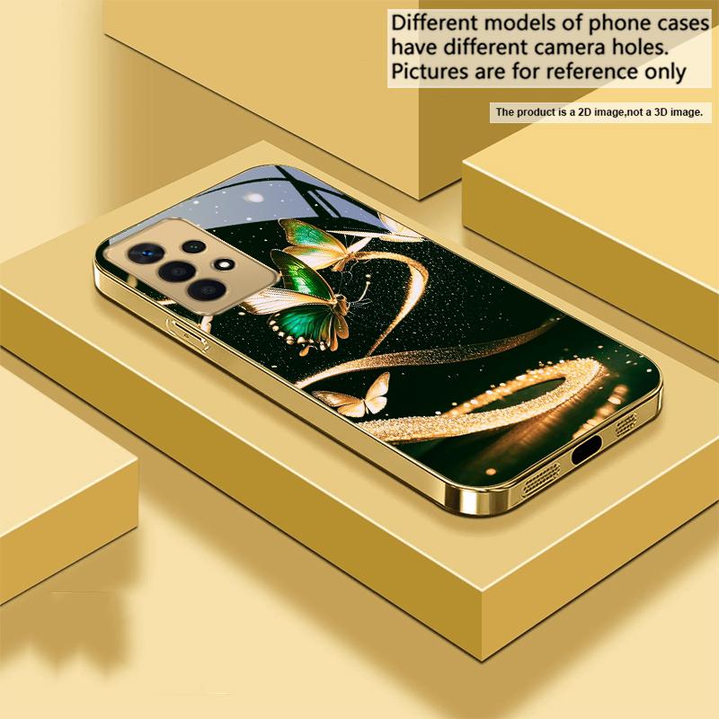 

Winding golden light For Samsung A 31 32 A33 A34 35 14 A15 13 16 25 26 50 52 53 54 55 56 70 71 72 73 Golden glass phone case Galaxy A73 5G