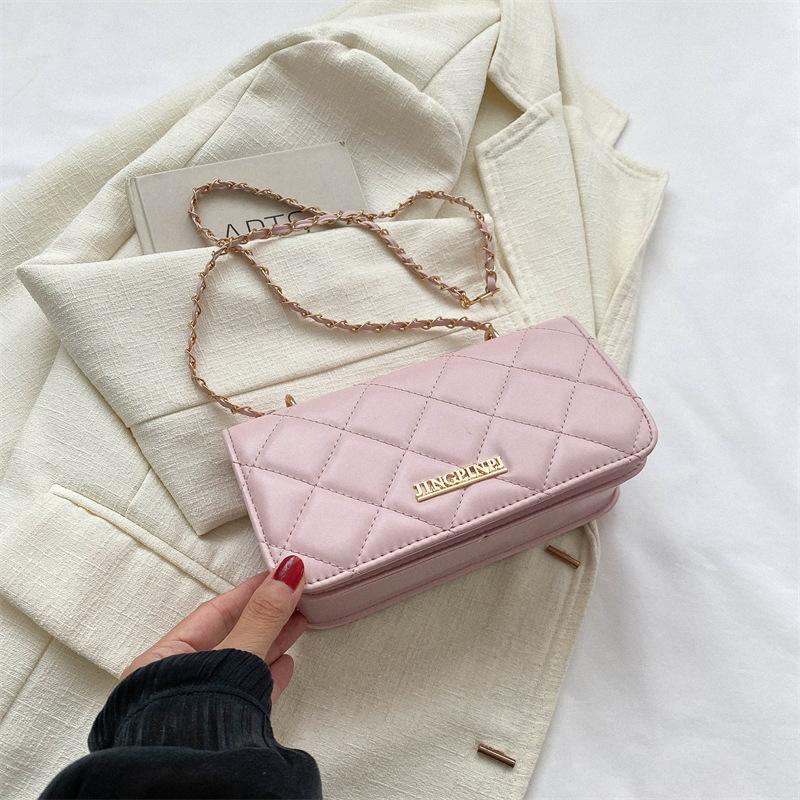 Rhombus embroidery thread versatile chain small bag women's texture solid color shoulder messenger bag 2025 small square bag