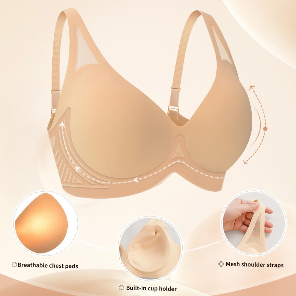 European Size Seamless Soft Support Bra for Women Gathered Lifting Anti-Sagging Intimates with Side Bust Coverage