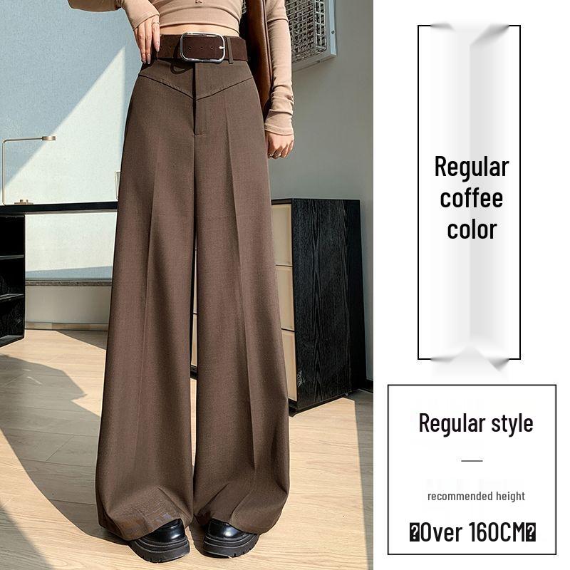 Women's High-Waisted Wide-Leg Floor-Length Pants - Spring/Autumn 2026 Slimming Drape Design