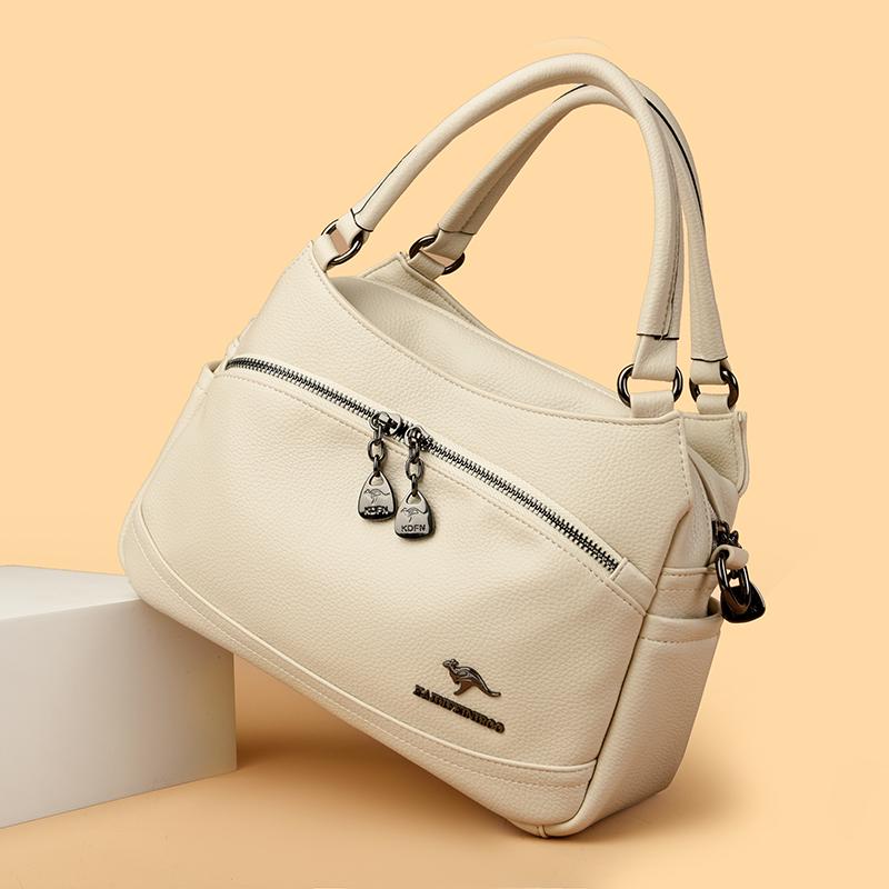 2026 New Multi Layer Large Capacity Women's Tote Bag High Quality Soft Leather Women Handbag Fashi Retro Female Shoulder Bags