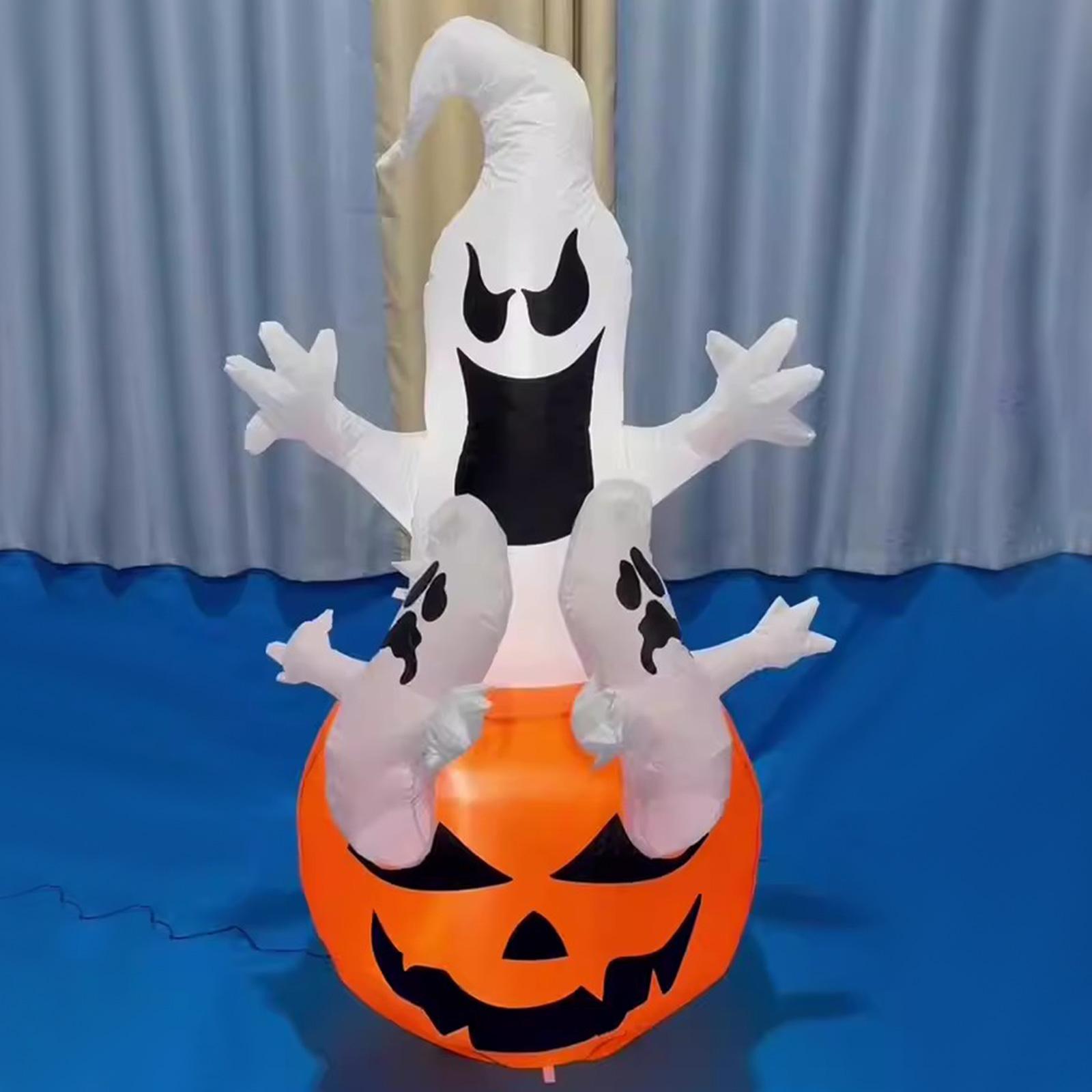 5.9FT светящийся белый призрак тыква надувные украшения на Хэллоуин на открытом воздухе — фото 8