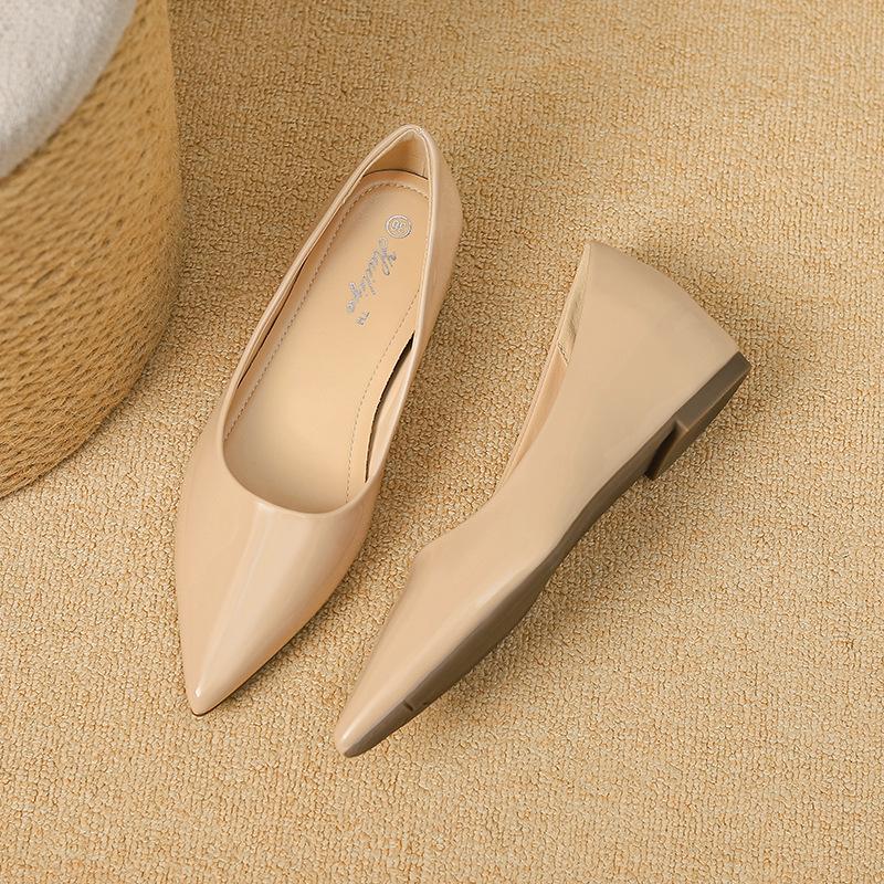 

Туфли-лодочки на плоской подошве, увеличивающие рост, с острым носком и неглубоким вырезом, профессиональная одинарная обувь, женская работа, не устают ноги, продвинутый смысл, универсальные 40 розовый