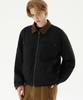 Trillion Corduroy Collar Suede Zip-Up Work Jacket [Black]