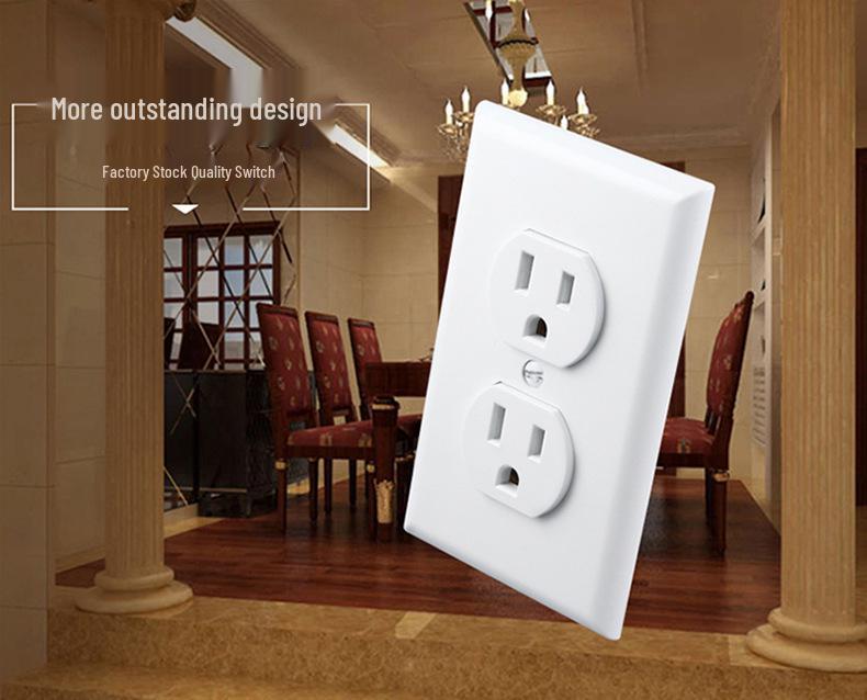 Dual 15A American Standard Three-Pin Double Gang Wall Socket