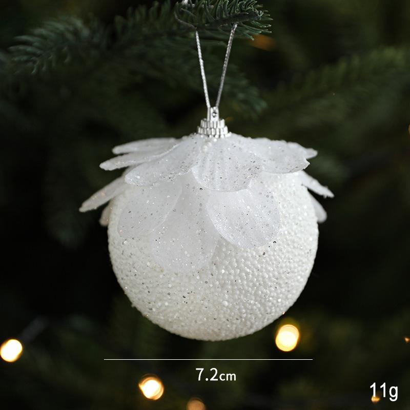 5pcs Flower Christmas Balls White Colorful Xmas Tree Hanging Ball Ornaments Door Windows Wall Decor For New Year Home Office