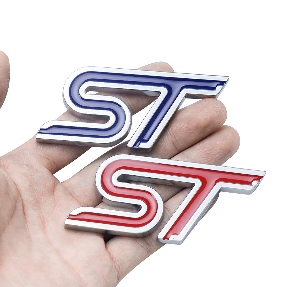 bldf8 3D Metal Car Stickers Front Grille Badge ST Emblem For Ford Focus 2 3 mondeo mk3 f150 fusion mustang mk7 mk2 Auto Accessories