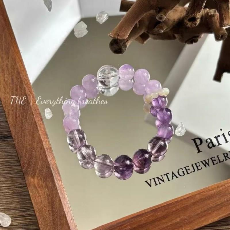 Natural Amethyst Crystal Bracelet Women 810mm Beaded Handmade Boho Chic Jewelry Gift 8 10mm