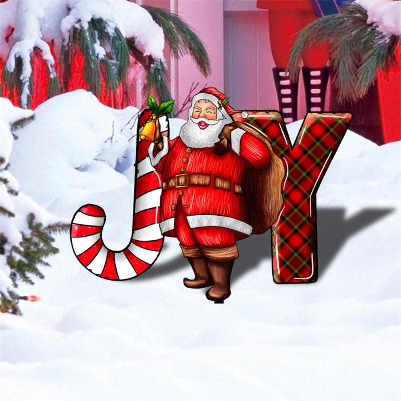 Christmas Santa Claus Stakes Xmas Garden Yard Signs Santa Claus Yard Art Outdoor Christmas Decorations for Lawn Door