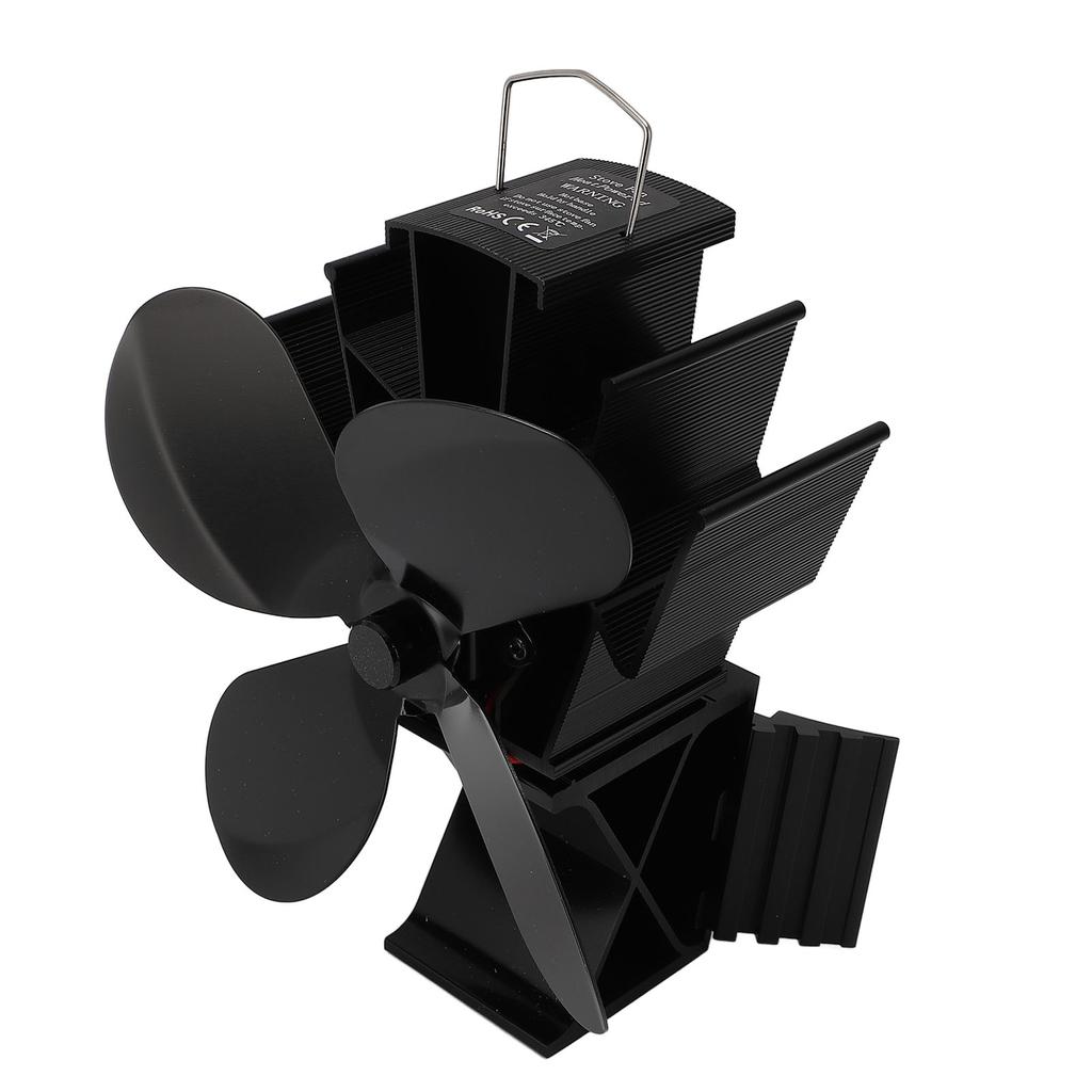 4 Leaf Fireplace Fan with Magnetic Temperature Gauge Heat Powered Air Circulating Fan for Home Wood