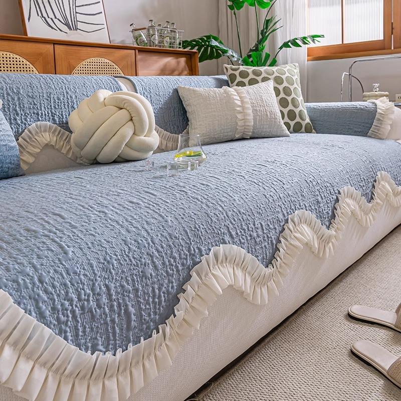 French Irregular Sofa Mat Mat 2025 New Summer Use Small Fresh and Cool Breathable Non-slip Sofa Cover Blanket