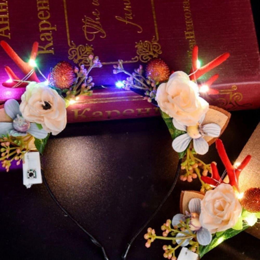 Plastic LED Glow Headband Colorful Luminous Deer Horn Hair Band  Glowing Christmas Party