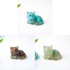 Cat Mini Figurine Resin Craft Home Office Desk Decor With Natural Crystal For Gift Giving