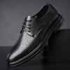 Hollow Leather Shoes Men's Summer Business Dress Men's Shoes Leather Breathable Men's Leather Sandals Lace-up Hole Sandals
