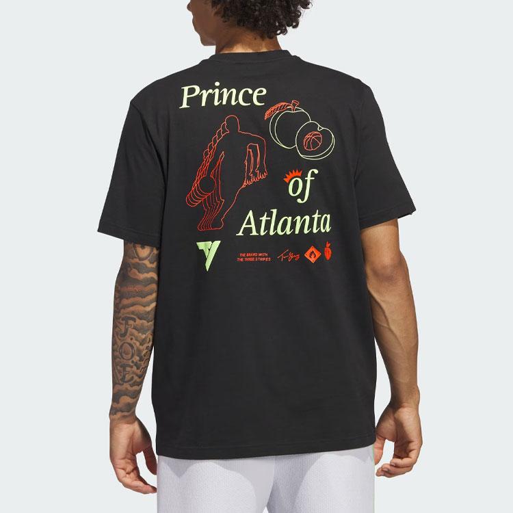 Adidas Trae Young Prince Of Atlanta Signature Basketball Print Crew Neck Sports Tee Men Tops Black II7795