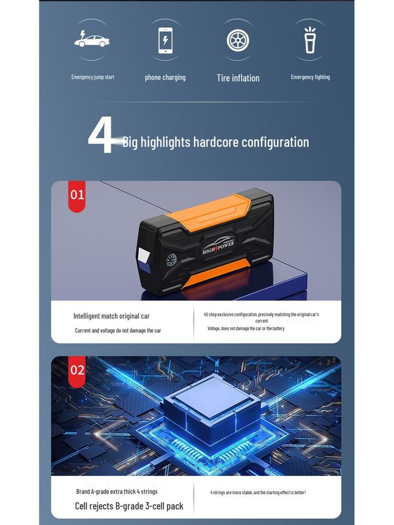 High-Capacity Vehicle Jump Starter - Essential Outdoor Emergency Powerbank