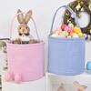 New Checkered Easter Handheld Basket With 4 Colors Egg Decorations Rabbit Storage Basket Handheld Bucket Holiday Gift Storage Supplies Ya465