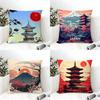 Retro Japanese Pagoda Landscape 1 Pillow Case Linen Cushion Covers For Decorative Sofa Home Pillows Case Car Chair Pillows Cases