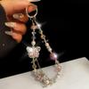 Butterfly Crystal Bead Phone Strap Wrist Chain Mobile Phone Lanyard  Mobile Phone Pendant