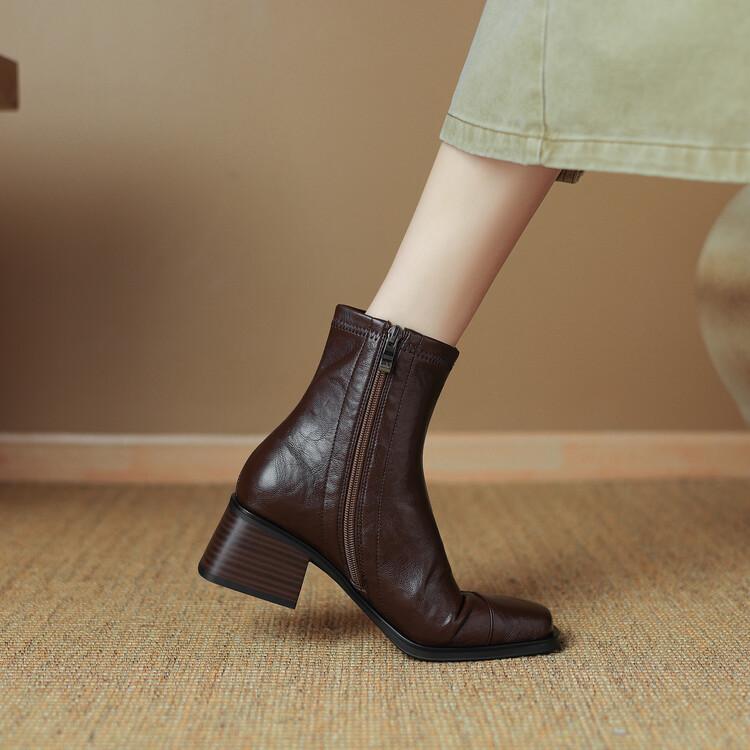 

Модные осенне-зимние женские ботинки из искусственной кожи, модные туфли с квадратным носком для женщин, короткие женские ботинки, женские ботильоны на высоком каблуке, эластичные ботинки, стройнящие фигуру 40