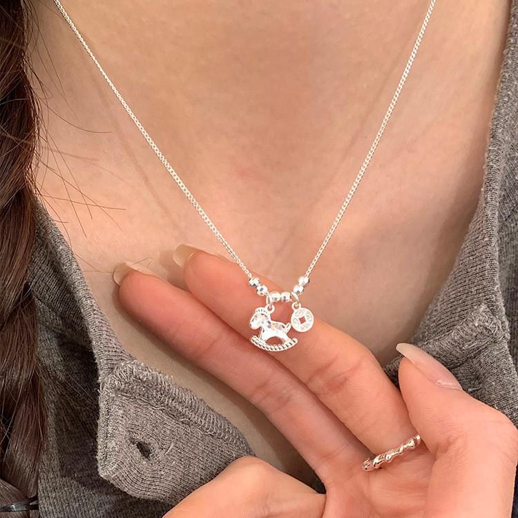 2026 Year of the Horse Rocking Horse Necklace: Fashionable Luxury Clavicle Chain with High-End Appeal