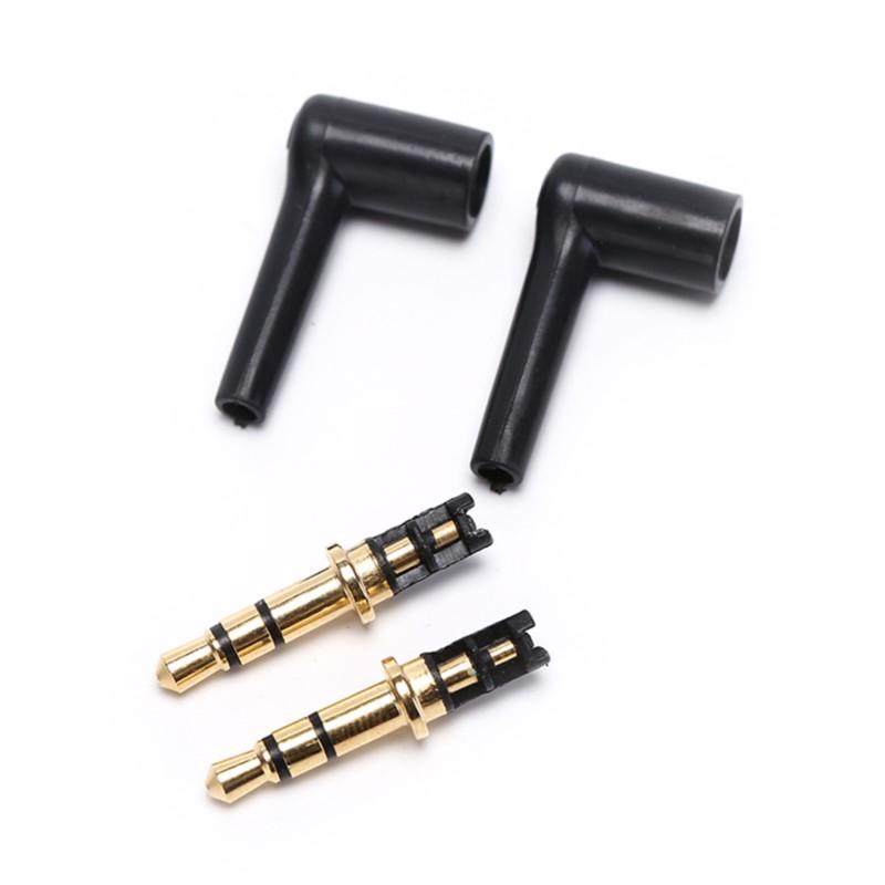 2pcs/lot 90 Degrees 3.5mm Stereo Headset Plug Jack 3 4 Pole 3.5 Gold Plated Black Audio Plugs Jack Adaptor Connector