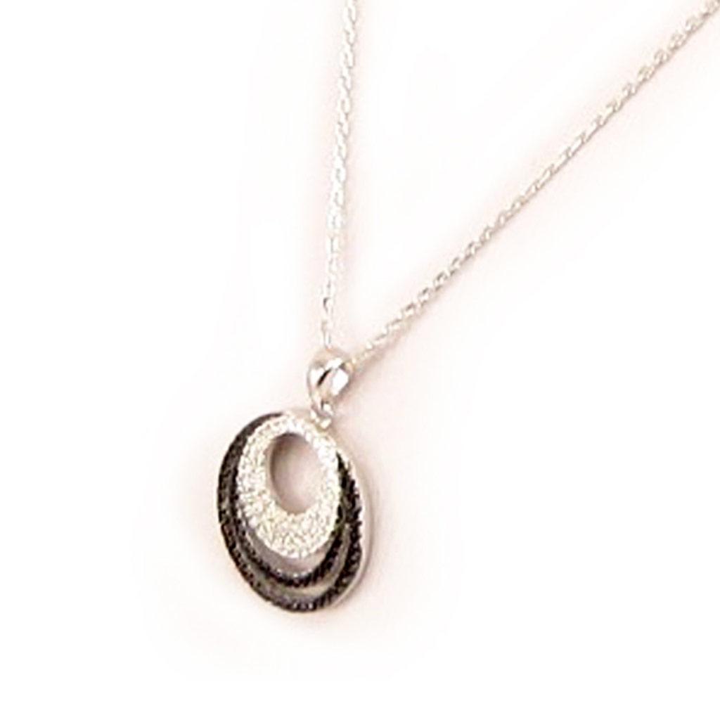 Altesse [L0182] - Silver Necklace 'Scarlett' Black White