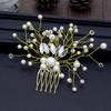 Shiny Faux Pearl Rhinestone Women Hairpin Bridal Comb Wedding Banquet Headdress