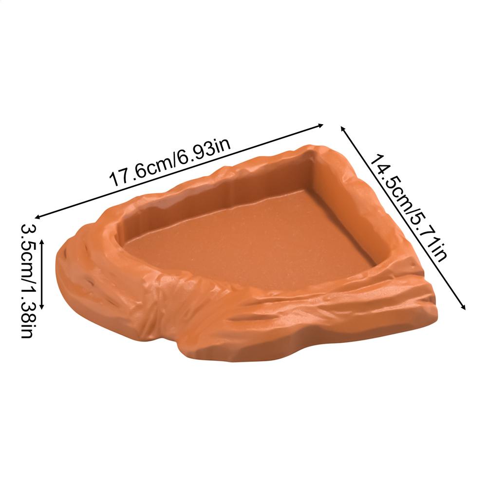 

Turtle Water Dish Bearded Dragon Pool Basin Space-saving Turtle Water Food Bowl for Tortoise Snake Bearded Dragon Gecko Aquarium светло-коричневого