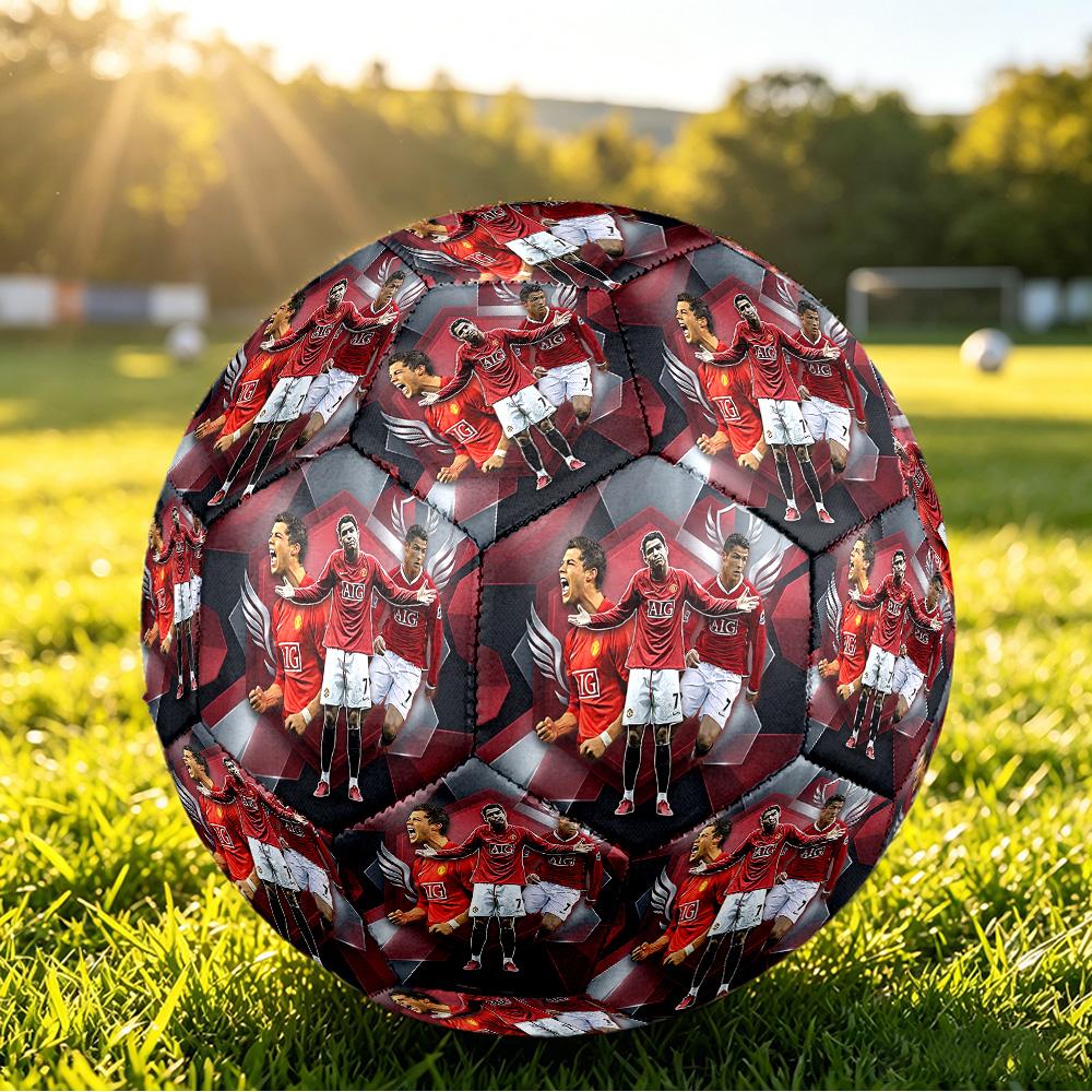 Pallone da Calcio Taglia 5 Stampato Cristiano Ronaldo Resistente all'Usura Standard Allenamento Adulti Regalo per Fan Partite Indoor Outdoor Sport