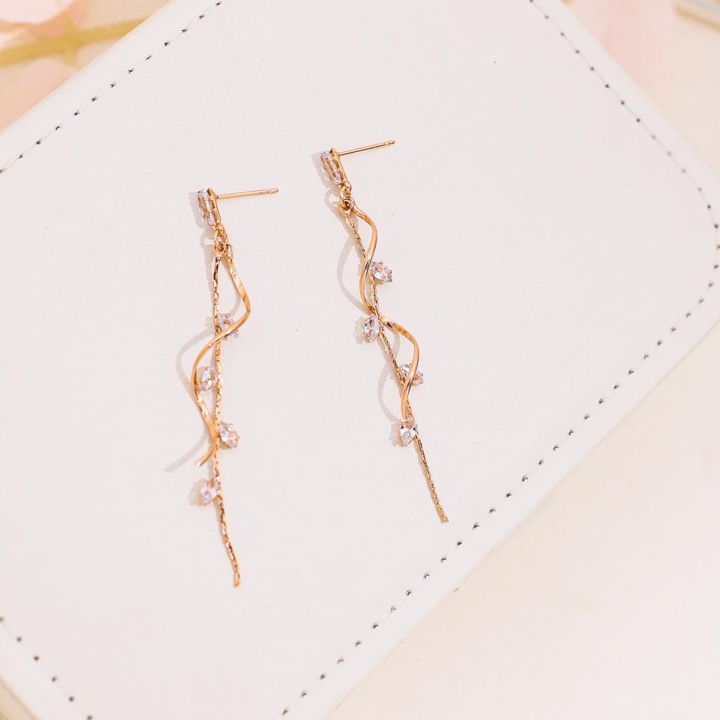 Fashion Luxury Long Tassel Earrings For Women Ins Rotating Twisted Zircon Dangle Earings Gold Color Jewelry Gifts